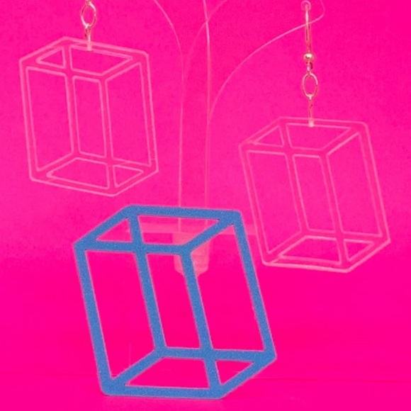 Transparent Prism Earrings - Orthorhombic Lucite - Picture 5 of 7